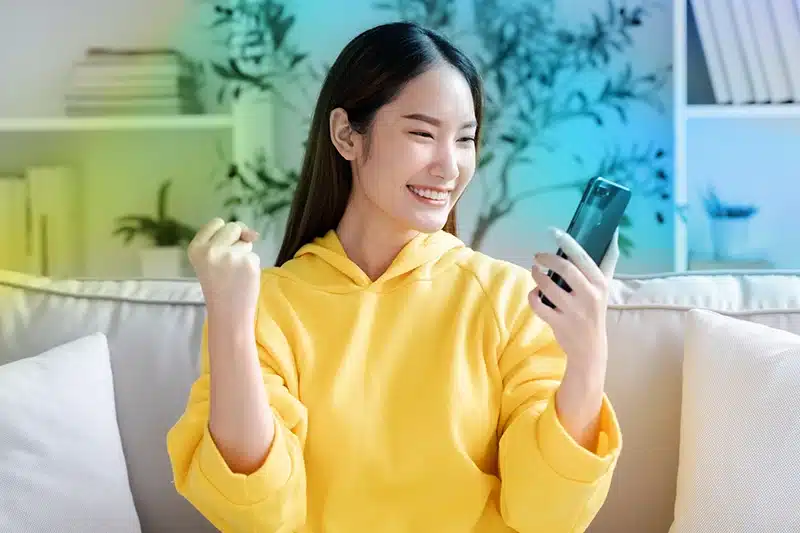 Asian Woman with mobile phone