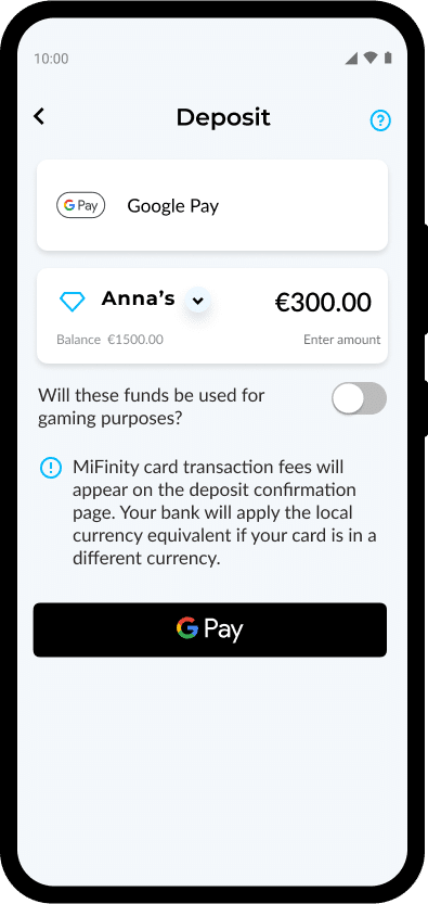 Enter amount screen